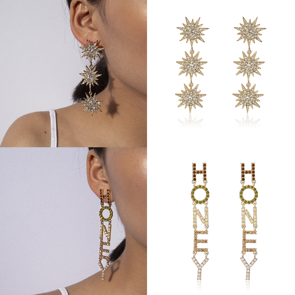 Temperament Long Letter HONEY Earrings
