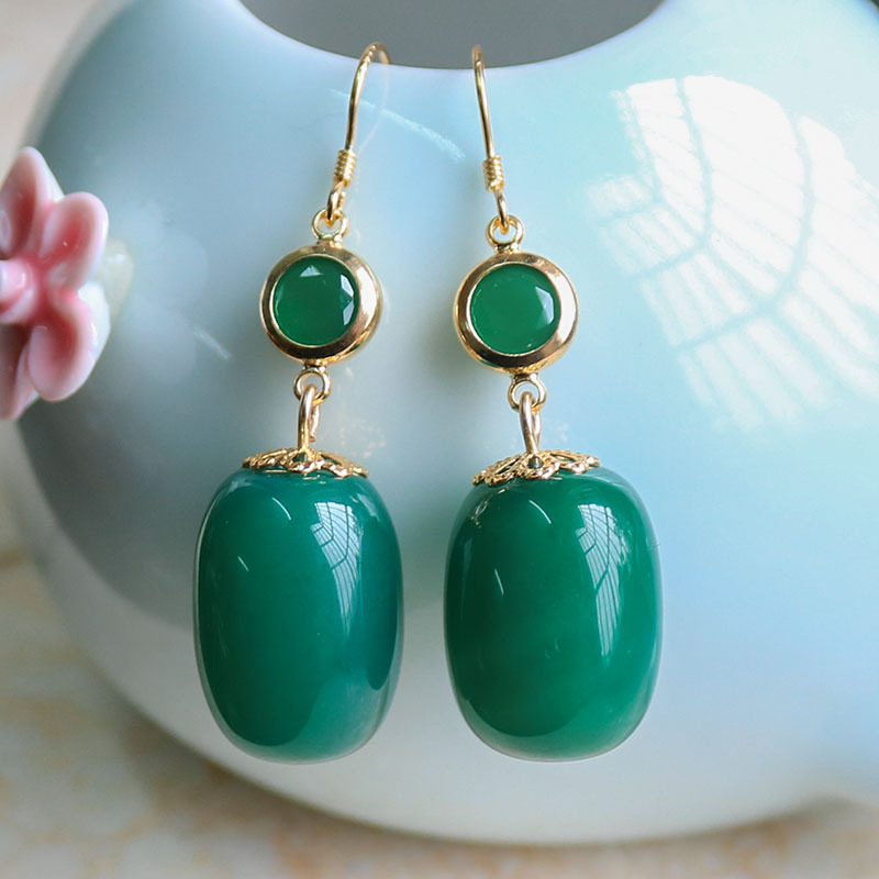 Fashion Personality Earrings Jade Pass Earrings