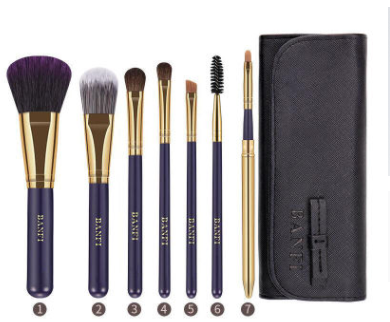 Makeup Brush Set Eye Shadow Brush Beginner Animal Hair Violet 7 Sticks + Bow Brush Bag - Shop at LoveMi