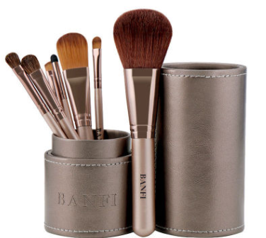 Makeup Brush Set Eye Shadow Brush Beginner Animal Hair 7 Champagne Sticks + Brush Bucket - Shop at LoveMi