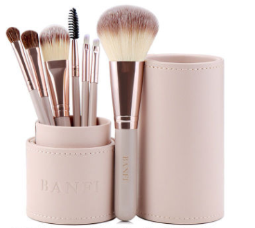 Makeup Brush Set Eye Shadow Brush Beginner Animal Hair 7 Beige Sticks + Brush Bucket - Shop at LoveMi