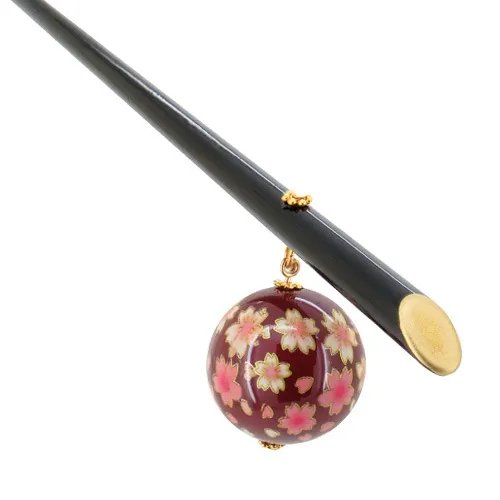 Sakura Pink Flower Bride Hairpin Acrylic Antique Hair Ornament Red - Shop at LoveMi