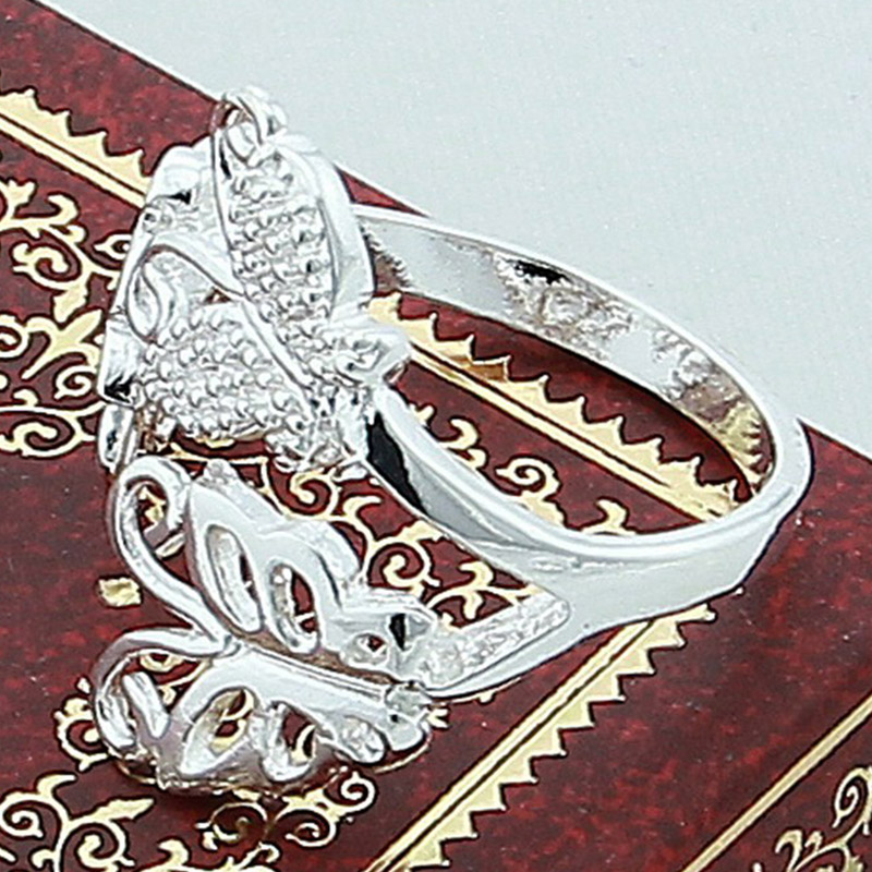 European And American Trend Open Butterfly Ring 925 Sterling Silver