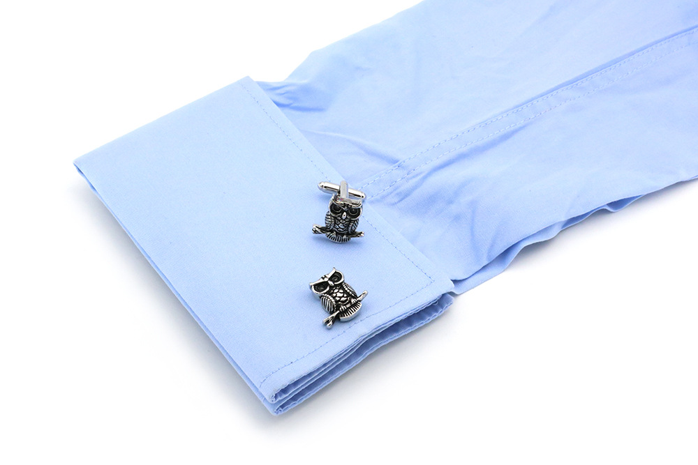 Animal series black vintage owl cufflinks