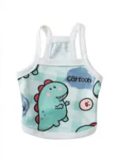 Spring and summer new pet vest full of cute little dinosaur cat clothes little dog puppy cat clothes - Green Sling