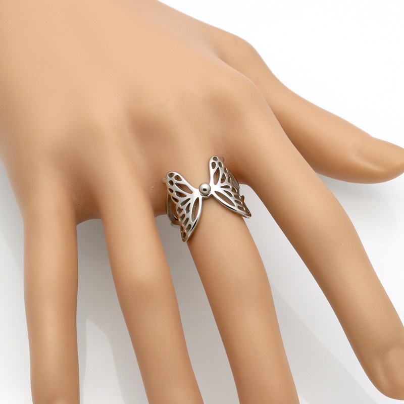 Butterfly Wings Flying Hollow Ring Ring