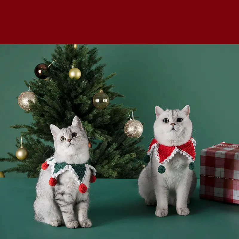 Christmas Cat Scarf Ornaments Cute Dog Winter Warm Knitted