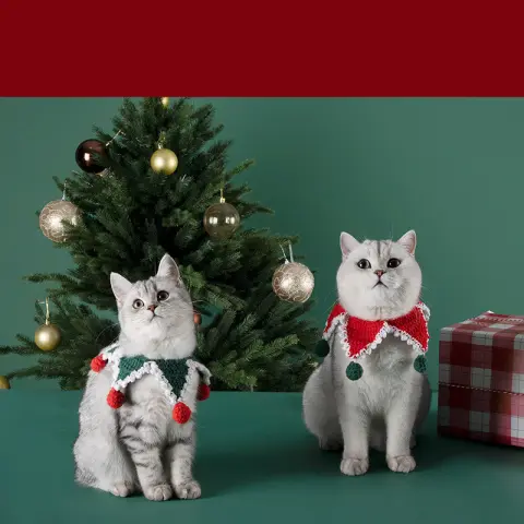 Christmas Cat Scarf Ornaments Cute Dog Winter Warm Knitted