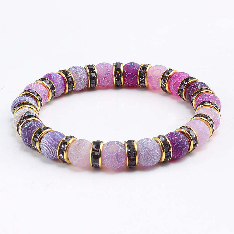 Purple Weathered Gold And Silver Rhinestone Circle Bracelet