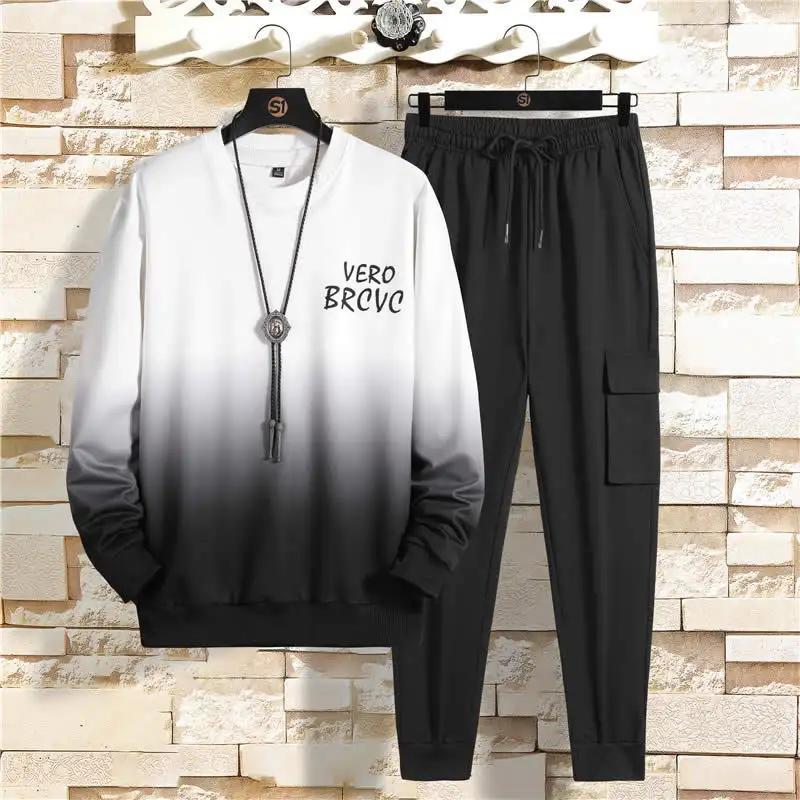Men's Korean Style Trendy Long-Sleeved Trousers Round Neck Men's Sweater