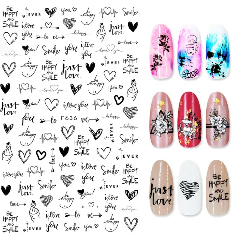 Summer Flowers and Love Adhesive Stickers Nail Art Art