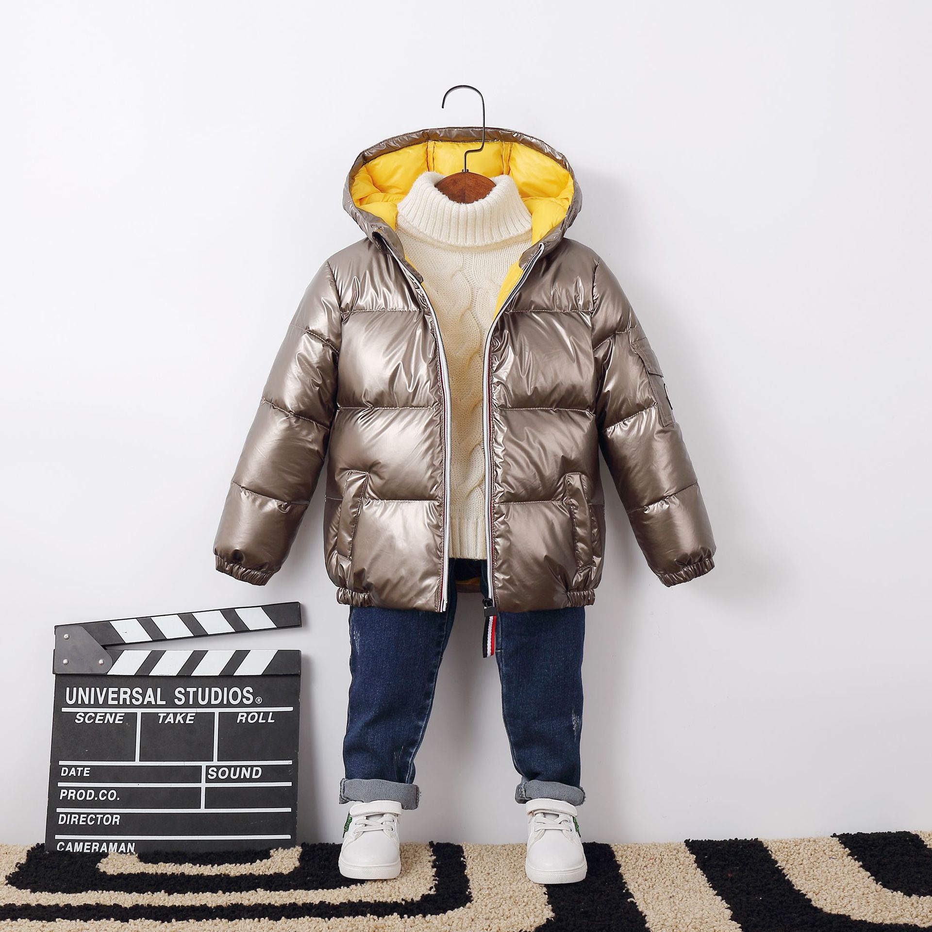 Children's Space Glossy Padded Down Jacket thumbnail 2