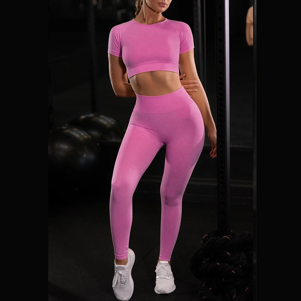 Seamless Knitted Yoga Wear With Short Sleeves