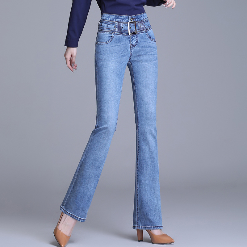 Title 8, Koreaanse casual bootcut jeans met hoge taille ...