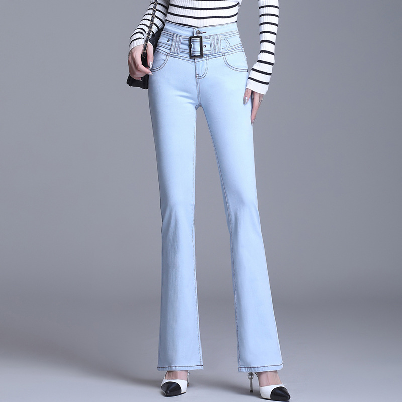 Title 6, Jeans coreani casual bootcut a vita alta in cot...