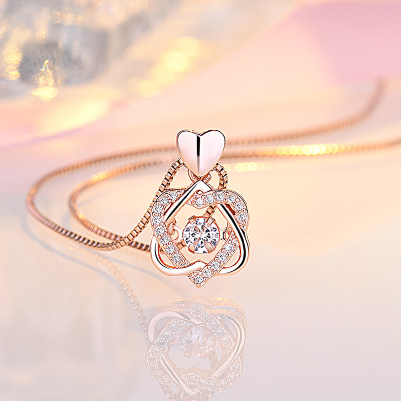 Heart Cubic Zirconia Hollow-out Pendant Necklace