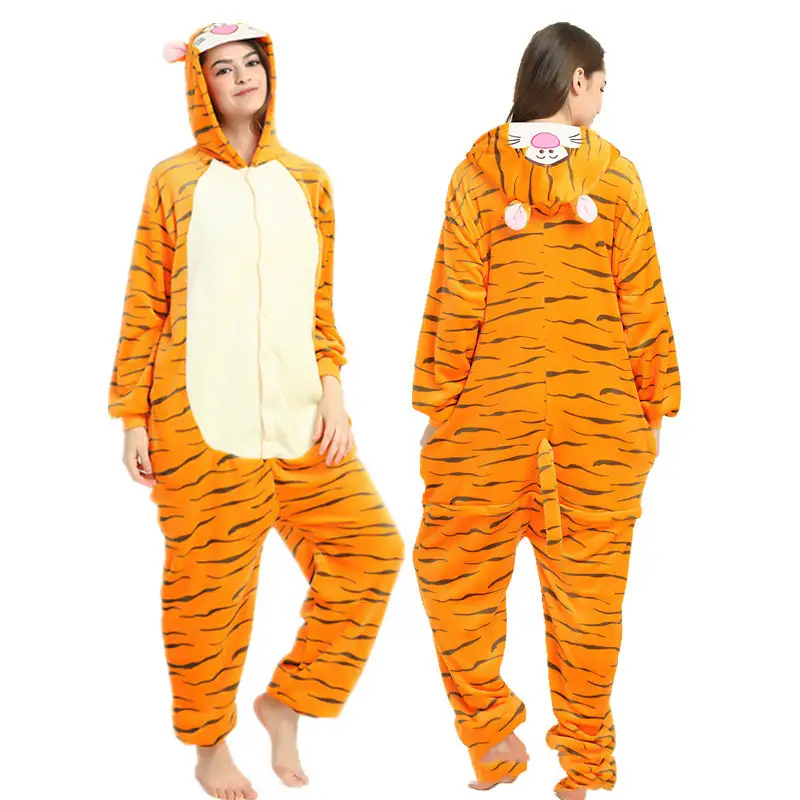 Flannel Cartoon One-Piece Pajamas Yellow Duck