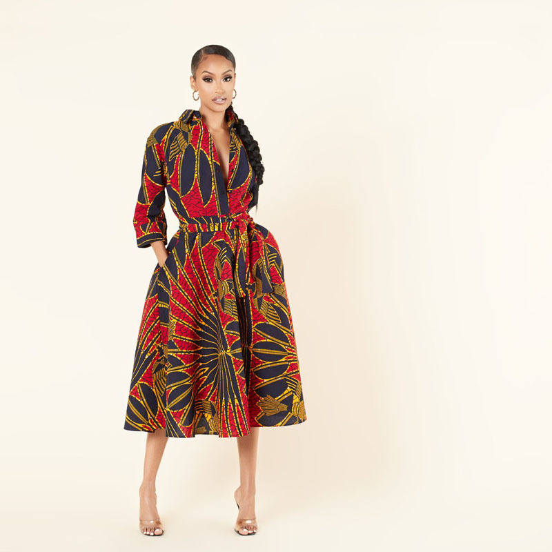 Printed Shirt Dress With Mid-Length Sleeves