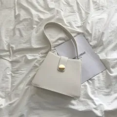 Retro Solid Color Simple Underarm Bag All-Match - White - View 1