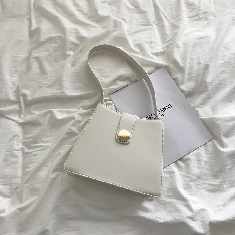 Retro Solid Color Simple Underarm Bag All-Match - White