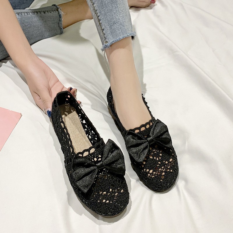 Lazy Breathable Canvas Hollow Out All-Match Flat Peas Shoes