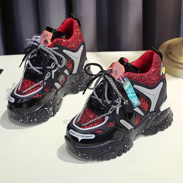 Trifle Thick soled Fashion Daddy Shoes Women Red - Shop at LoveMi