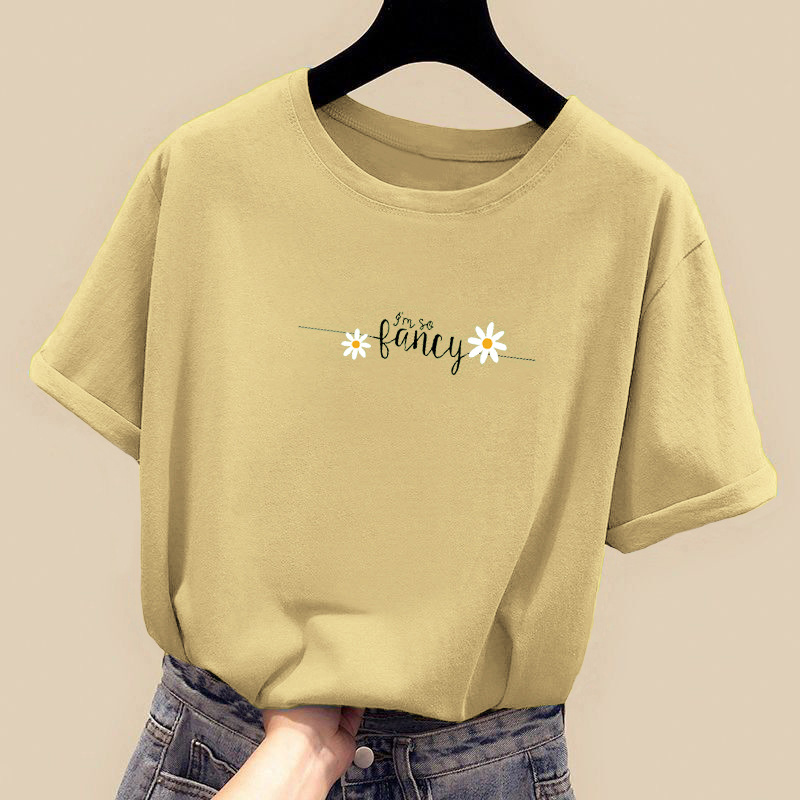 Women's Loose Korean Style Slim CEC Short-Sleeved Top