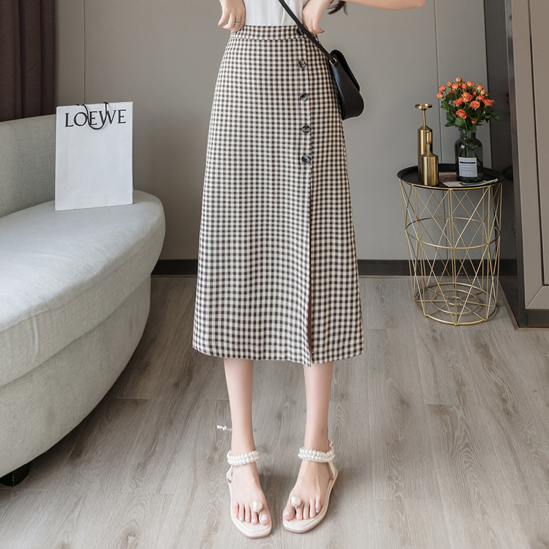 Women's High Waist Split Mid-Length Bag Hip Skirt