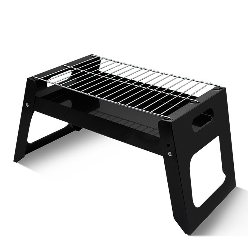 Folding Outdoor Barbecue Grill Iron Rotisserie Chicken Meat Kebab Roasting Rack Portable Camping Picnic BBQ Charcoal Stove Stand