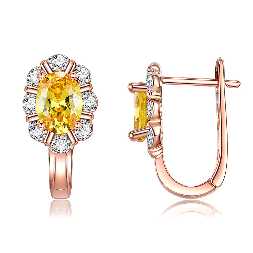 Fashionable Petal Yellow Zirconium Earrings