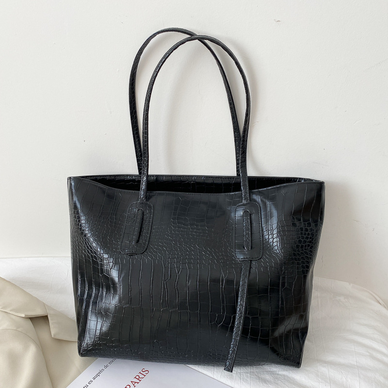 Fashion Simple Large capacity One shoulder Tote Bag Black - Shop at LoveMi