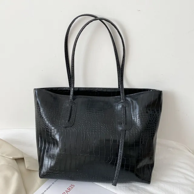 Fashion Simple Large capacity One shoulder Tote Bag Black - Shop at LoveMi