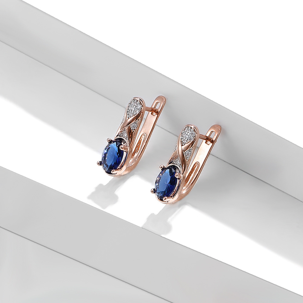 European and American Simple Blue Gem Earrings
