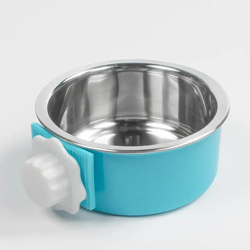 Stainless Steel Dog Fixed Cat Bowl Cat Bowl Dog Cage  Water Anti-Overturning Dog