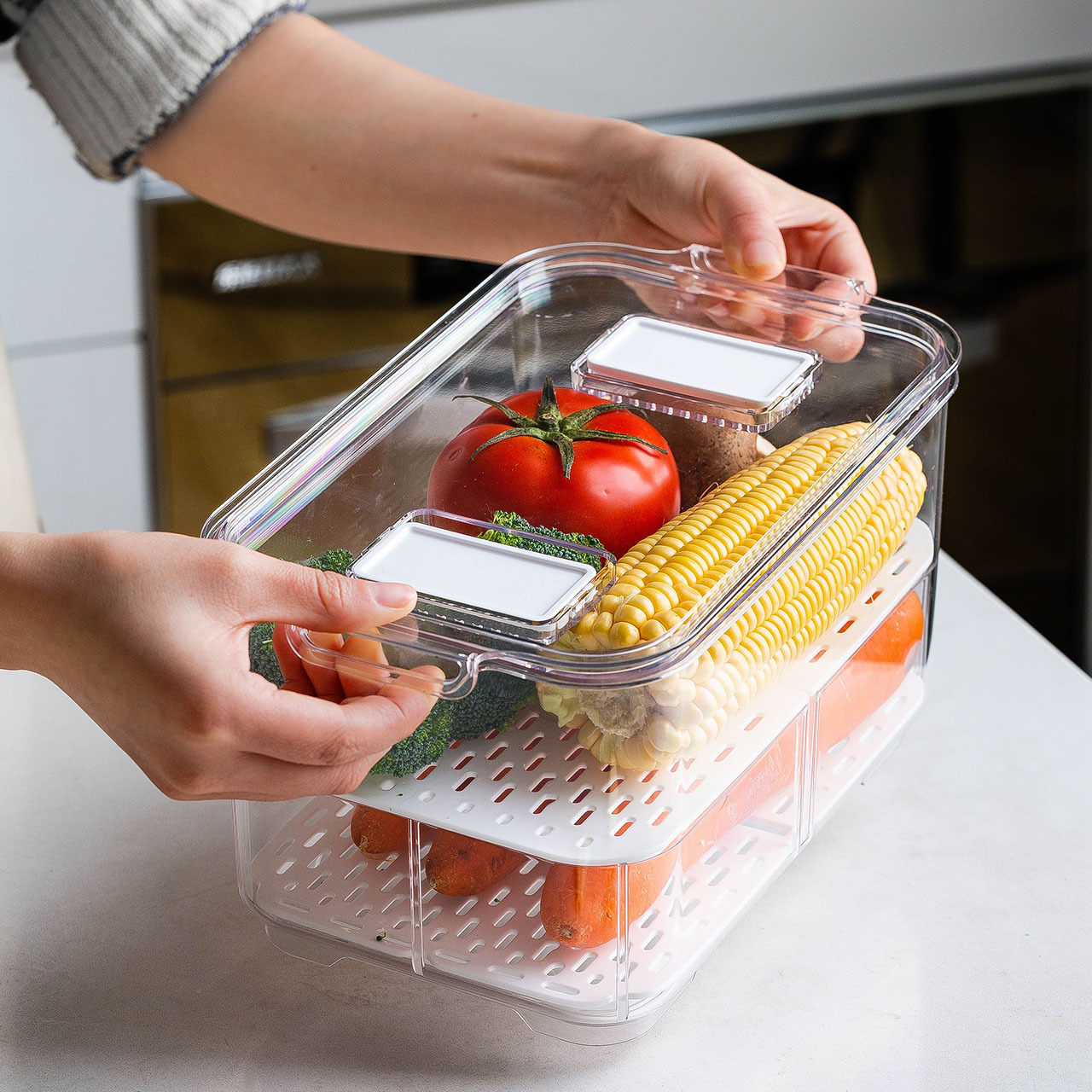 Refrigerator Food Storage Box Transparent Separated Dumpling Fresh-Keeping Box