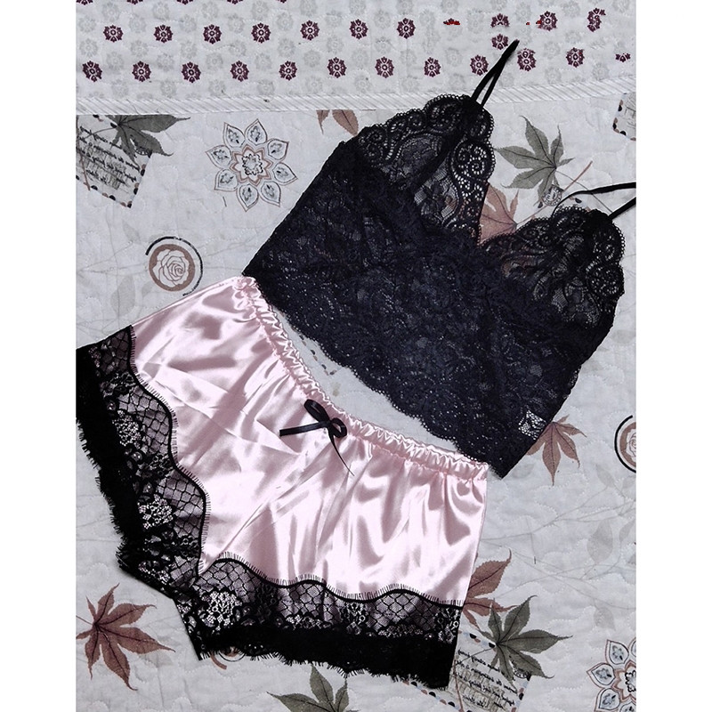 Title 3, Lace Bra Split Two-Piece Underwear Nightdress