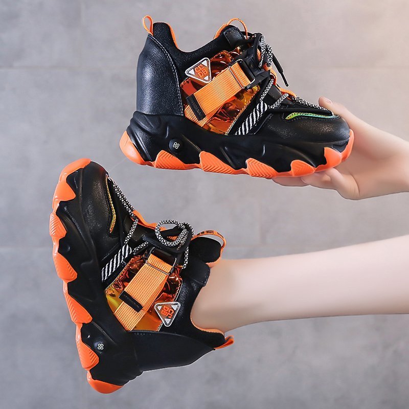 Platform High Heel Casual Sports Round Toe Lace-Up Shoes