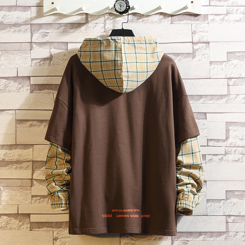 Fake Two-Piece Hooded Sweater Youth Plus Size Loose Top