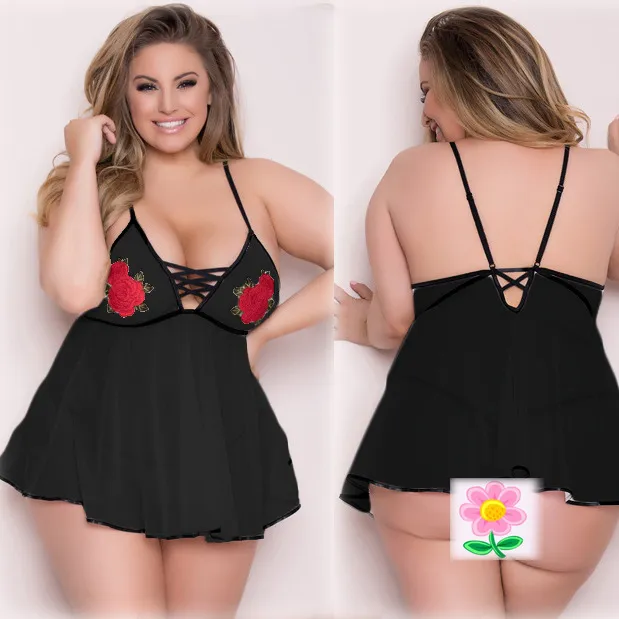 Lace Carved Sexy Lingerie Plus Size Black - Shop at LoveMi