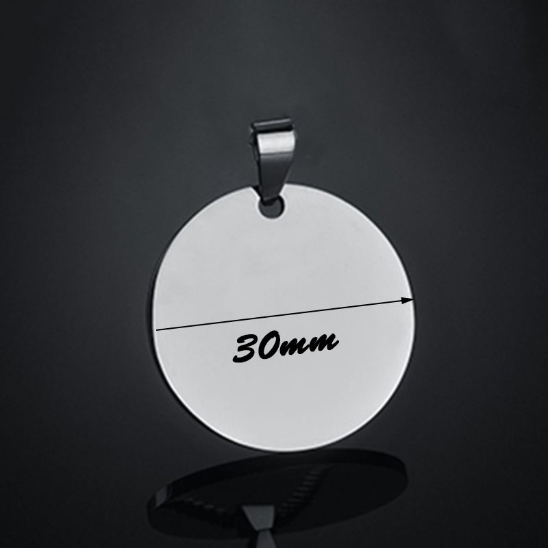Stainless Steel Round Pendant Engraved Lettering Sweater Chain