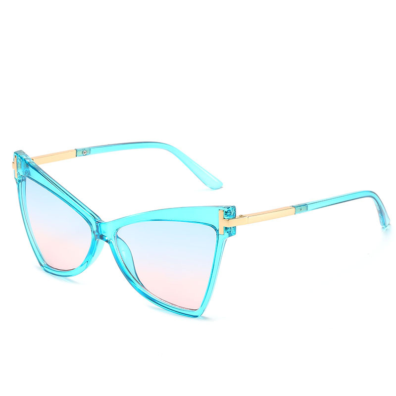 Title 5, Fashion Triangle T-shaped Ocean Color Cat Eye G...