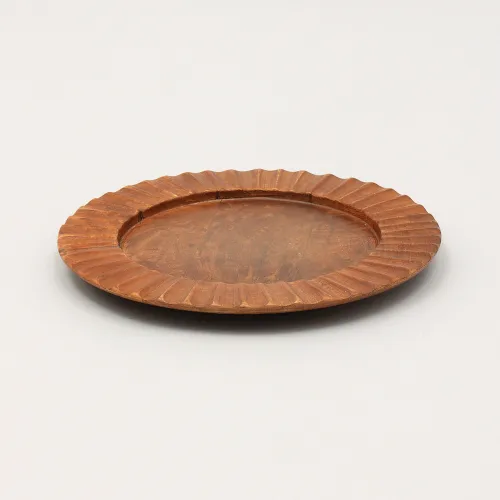 Handcrafted Wood Brown Charger Plate Wooden Dinning Placemat Artisan Wood Tableware