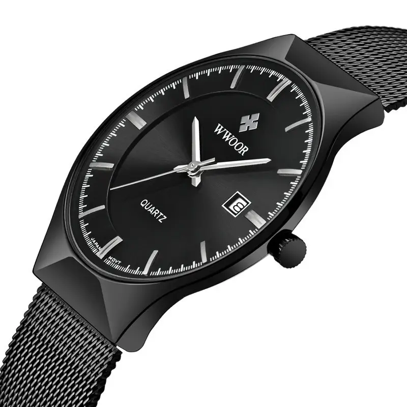 Stainless Steel Mesh Belt Men's Waterproof Watch With Calendar