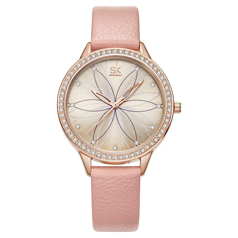  December New Creative Petal Watch Belt Quartz Lady Watch 