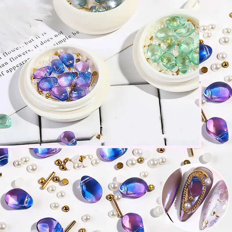 Nail Jewelry Mixed Crystal Pearl Steel Ball Rivet Shell