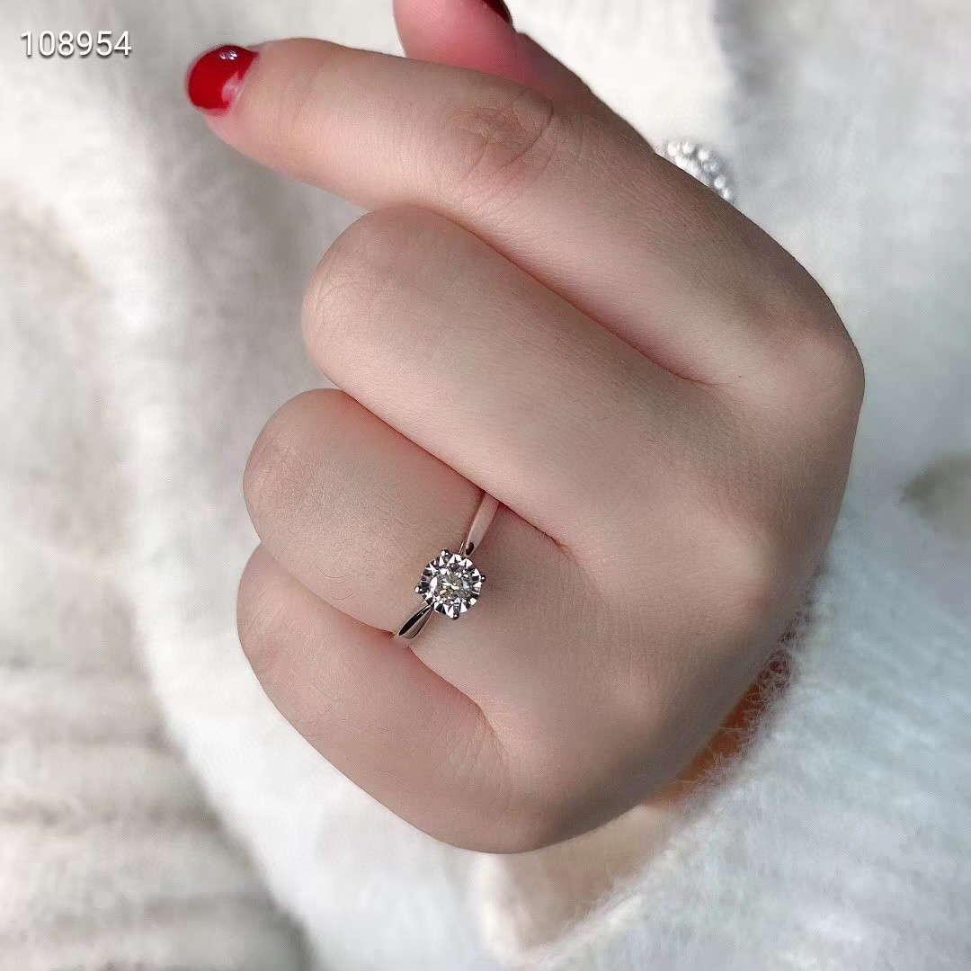 Fashion Four Prong Closed D Color Moissan Diamond Ring