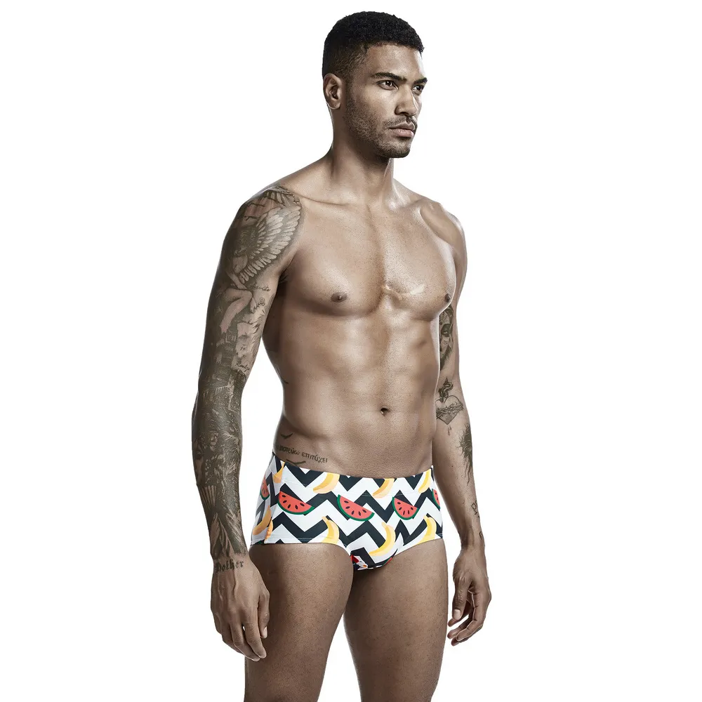 Low Waist Men's Boxer Swimming Shorts - White