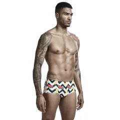 Low Waist Men's Boxer Swimming Shorts - White - View 1
