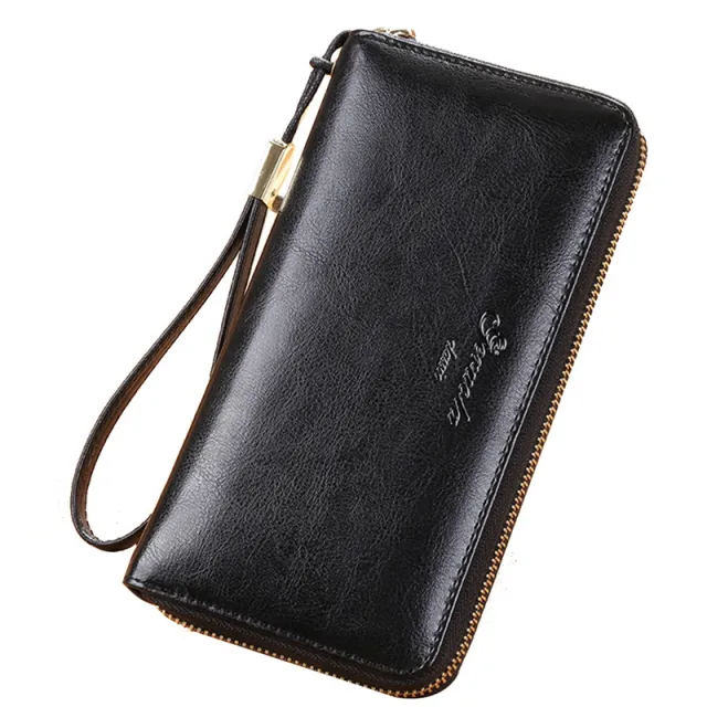 Women's Long Leather Large capacity Zipper Wallet Clutch Black - Shop at LoveMi