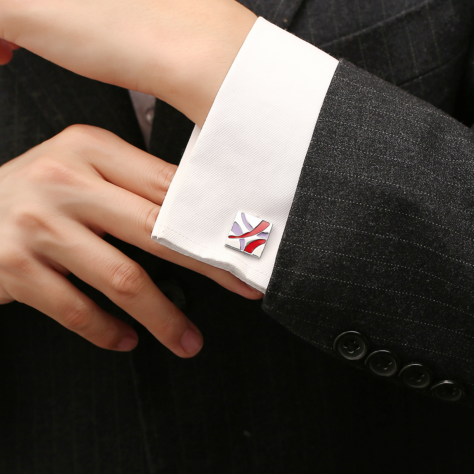 Square Color Drip Glaze Cufflinks, picture 4 of 4